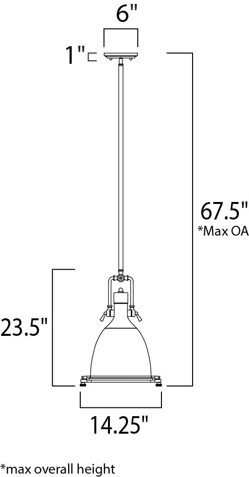 Hi-Bay 1-Light Pendant dimensions diagram