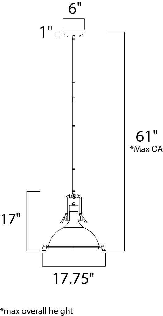 Hi-Bay 1-Light Pendant dimensions diagram