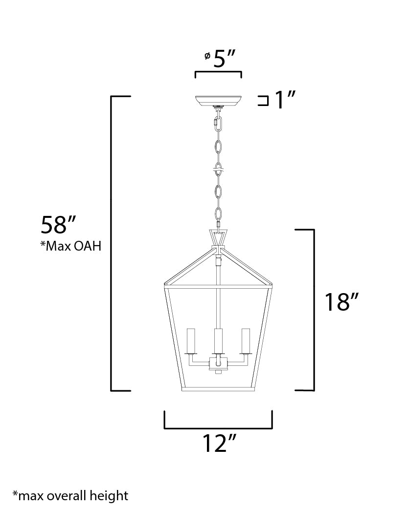 Abode 4-Light Small Chandelier dimensions diagram
