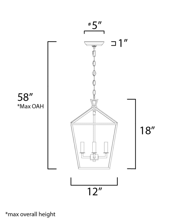 Abode 4-Light Small Chandelier dimensions diagram