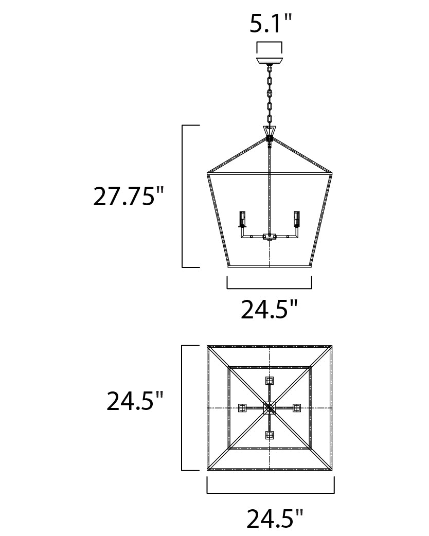 Abode 4-Light Chandelier dimensions diagram
