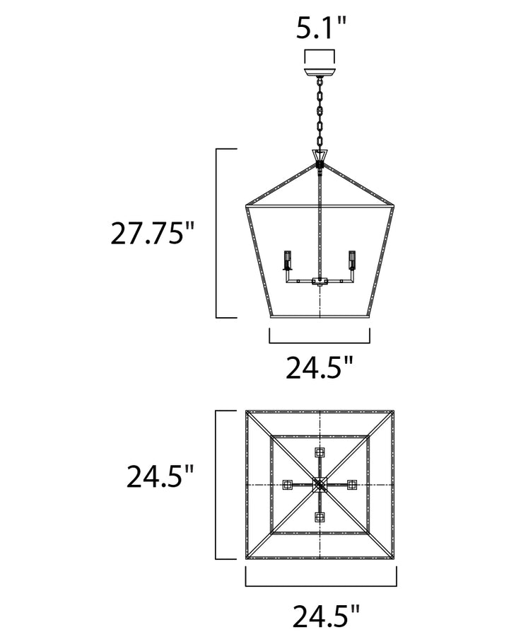 Abode 4-Light Chandelier dimensions diagram