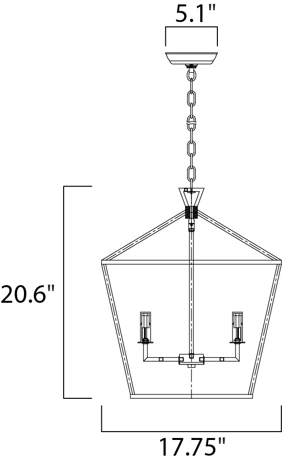 Abode 4-Light Chandelier dimensions diagram
