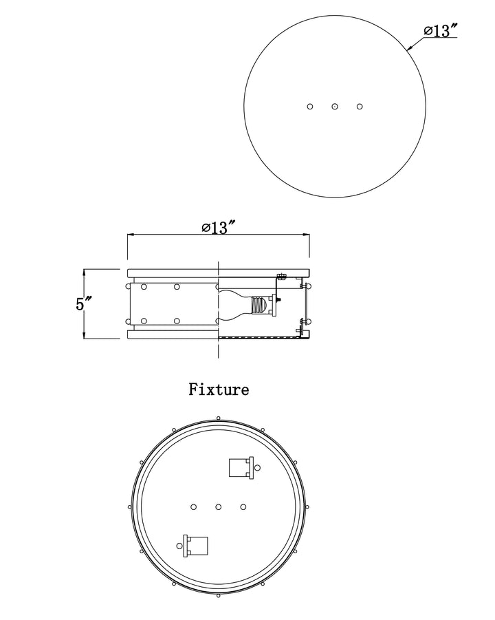 Trestle 2-Light Flush Mount dimensions diagram