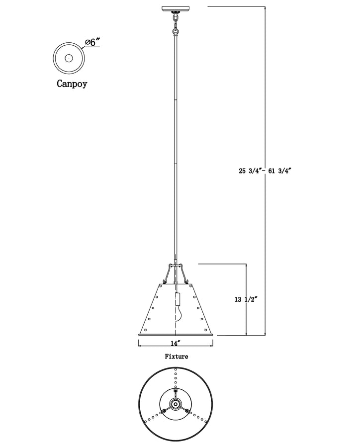 Trestle 1-Light Pendant dimensions diagram