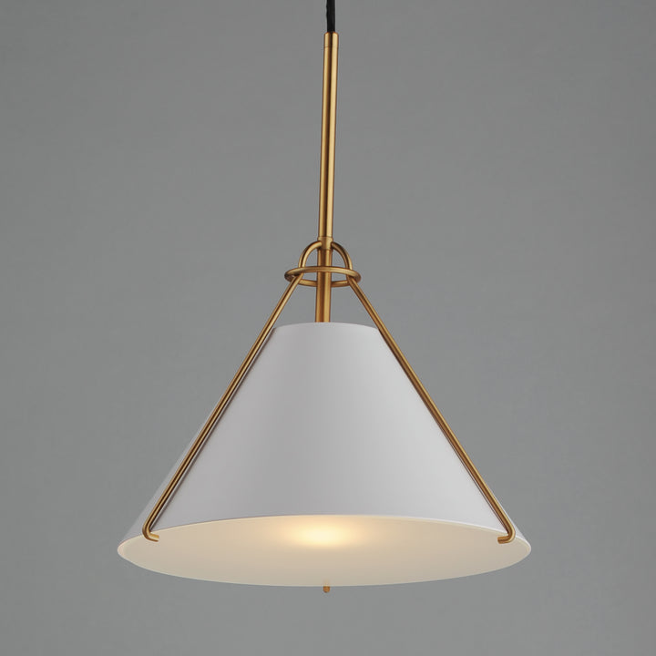 Lucas Single Pendant White / Natural Aged Brass alternate view