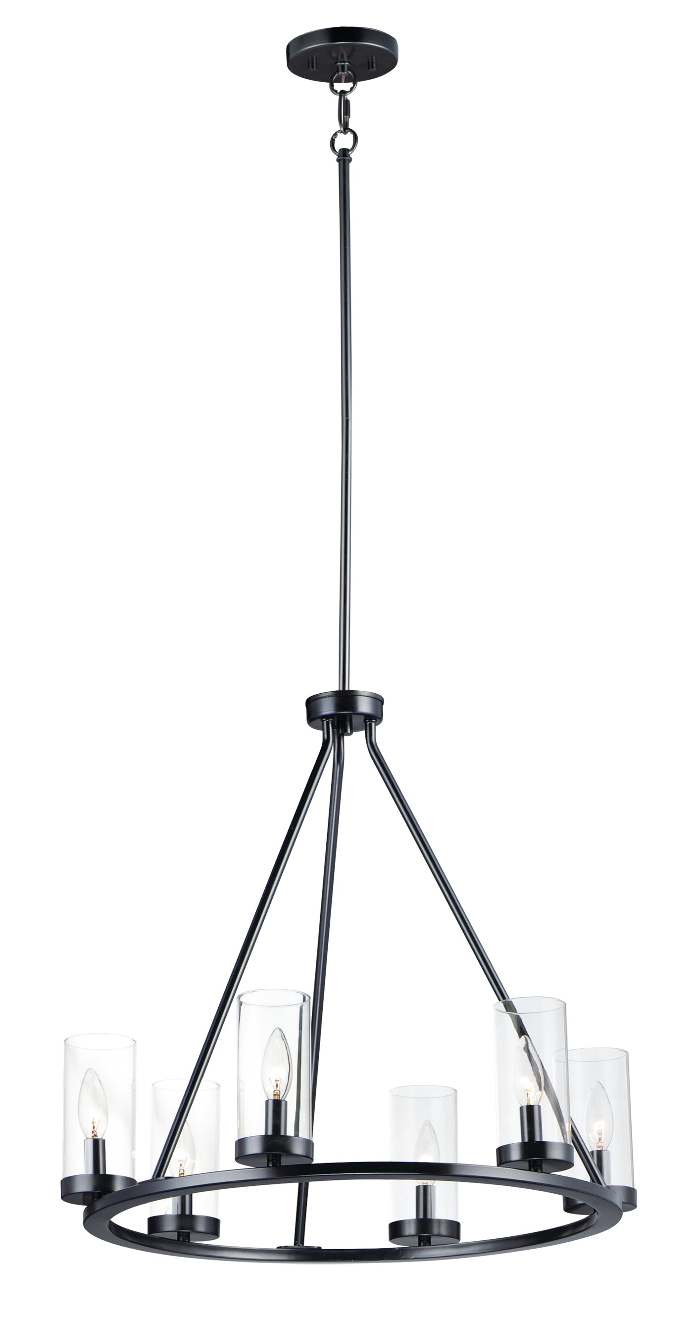 Steel with Clear Cylindrical Glass Shade Chandelier