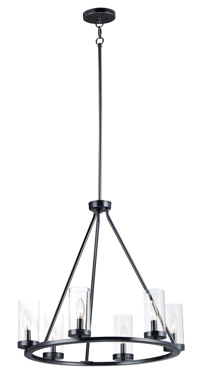 Steel with Clear Cylindrical Glass Shade Chandelier