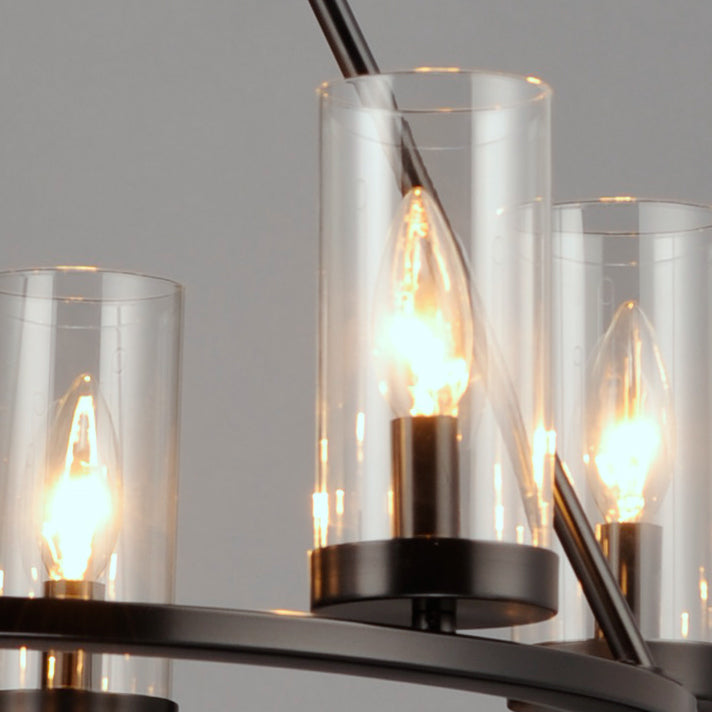 Steel with Clear Cylindrical Glass Shade Chandelier