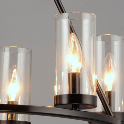 Steel with Clear Cylindrical Glass Shade Chandelier