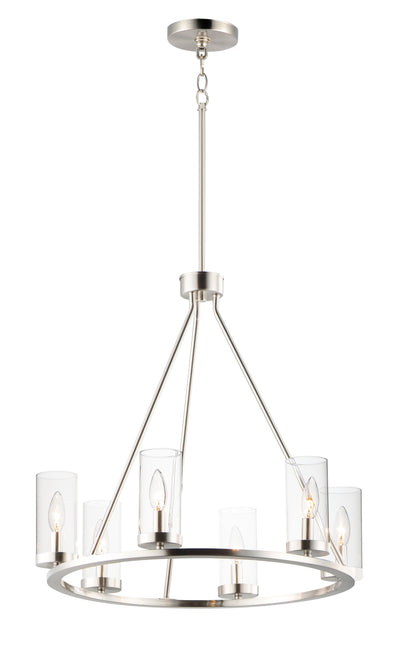 Steel with Clear Cylindrical Glass Shade Chandelier