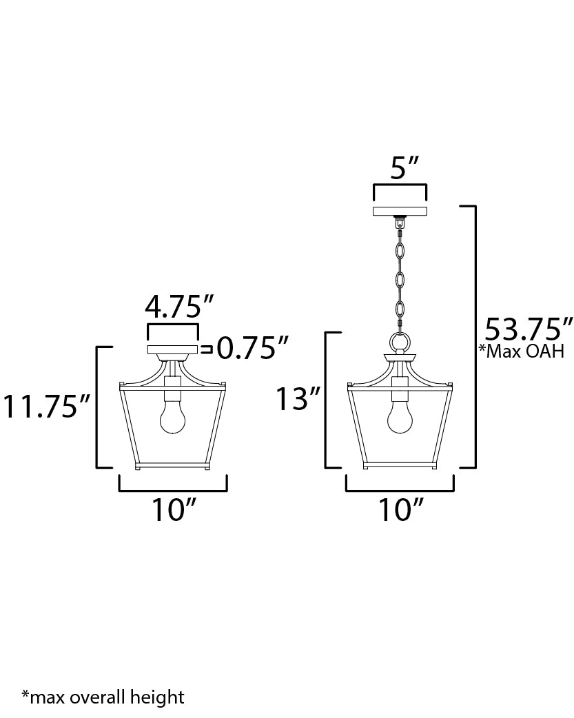 Clifton Single Pendant / Semi-Flush dimensions diagram
