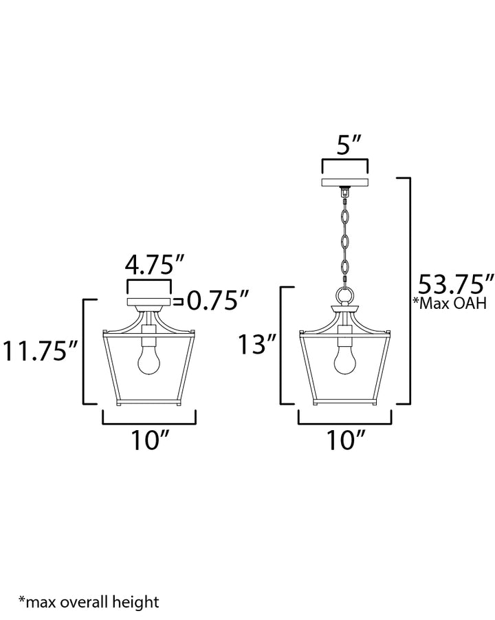 Clifton Single Pendant / Semi-Flush dimensions diagram