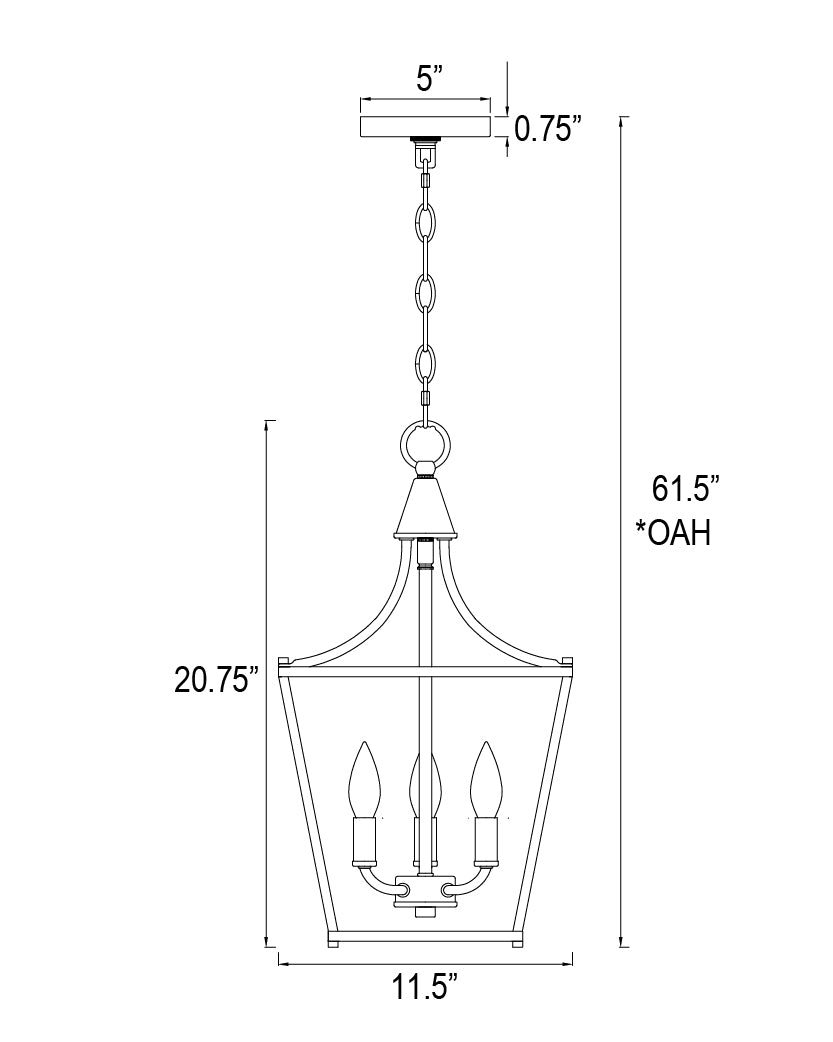 Clifton Pendant dimensions diagram