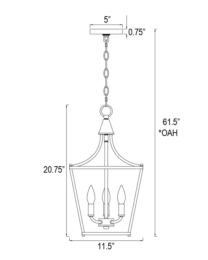 Clifton Pendant dimensions diagram