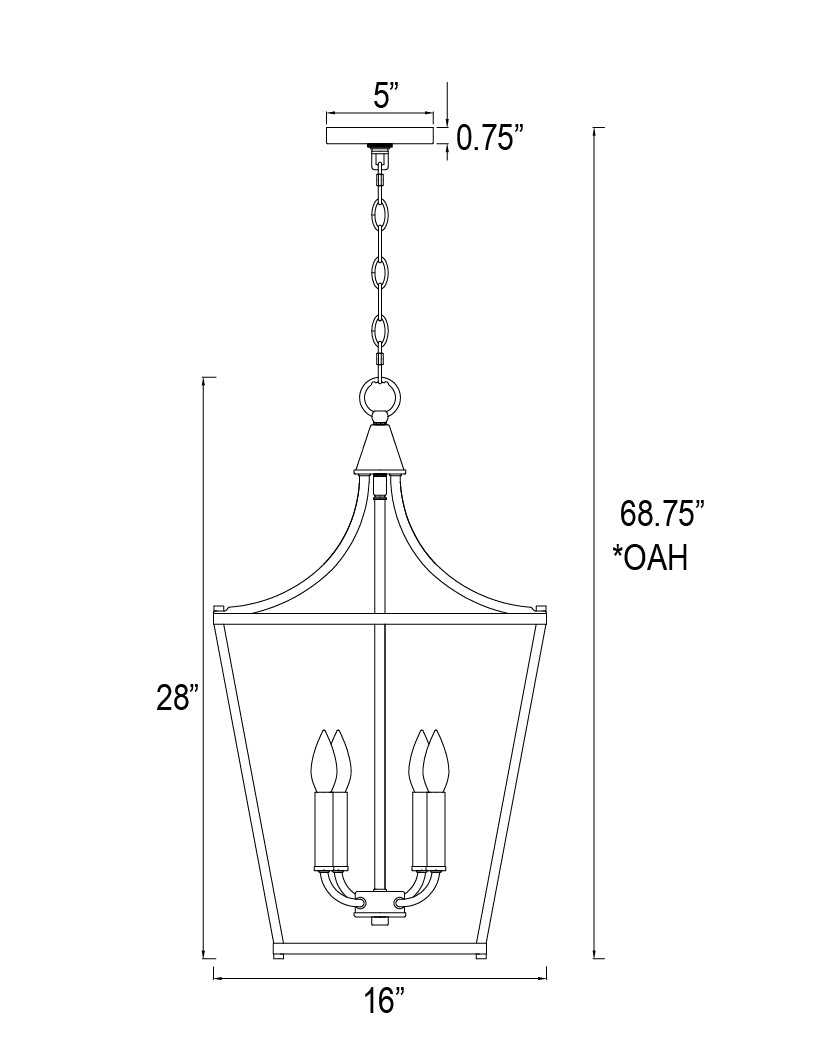 Clifton Pendant dimensions diagram