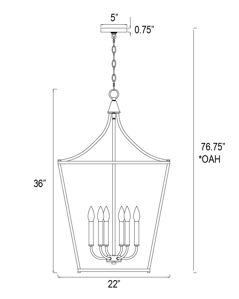 Clifton Pendant dimensions diagram