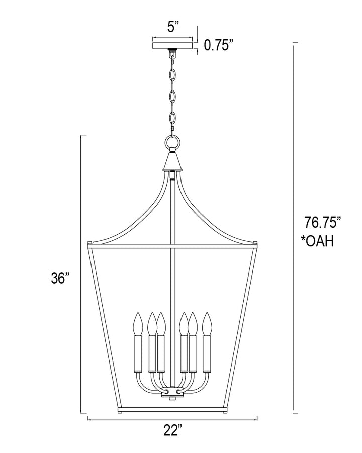 Clifton Pendant dimensions diagram