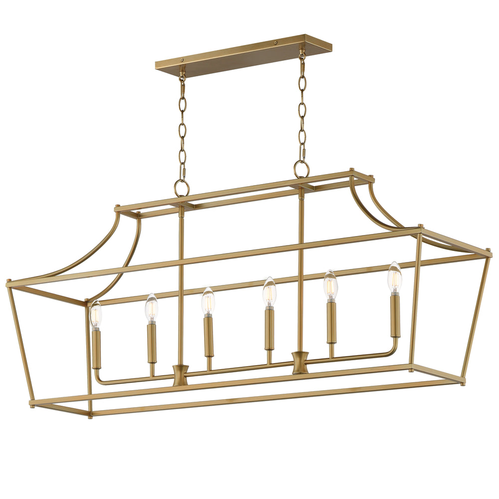 Clifton 6-Light Linear Pendant Natural Aged Brass