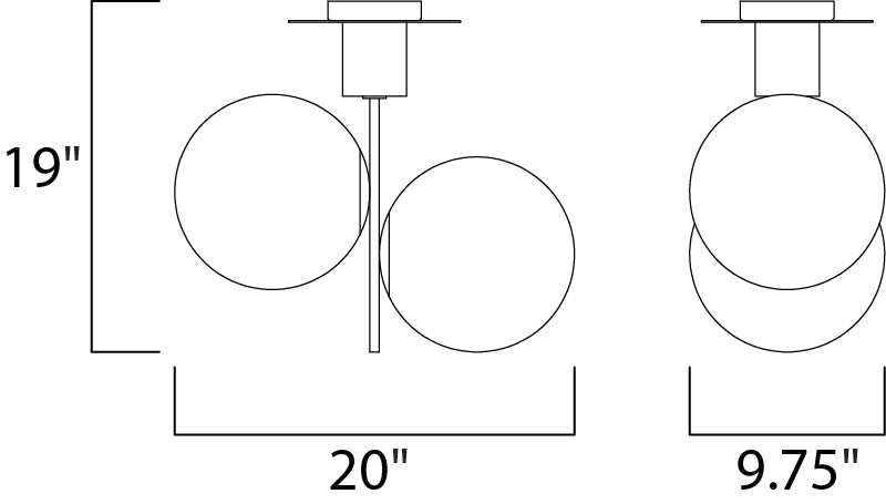 Vesper Semi-Flush dimensions diagram