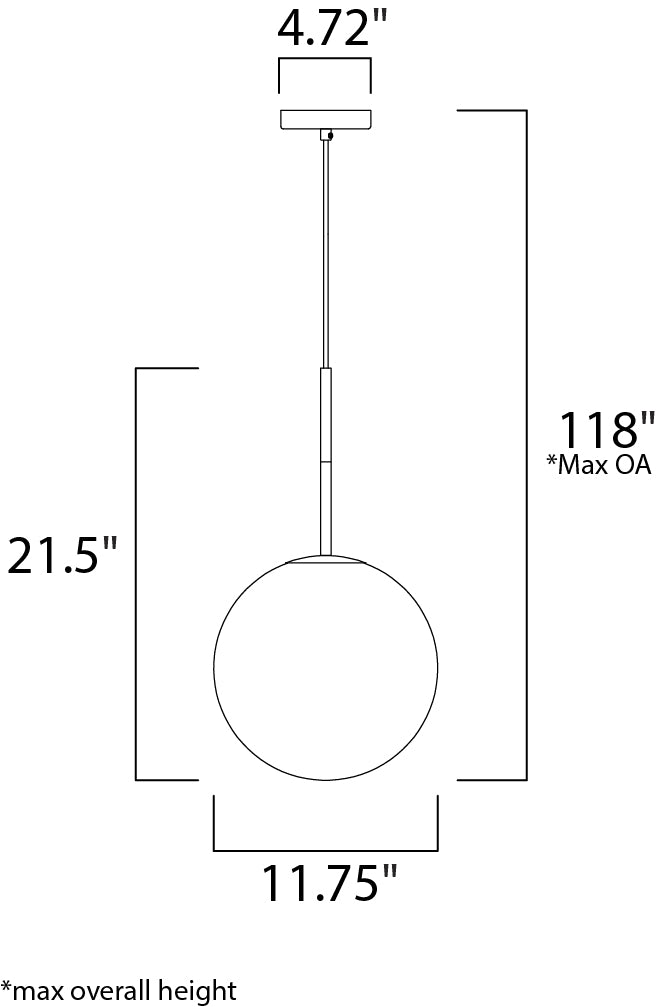 Vesper 1-Light Pendant dimensions diagram