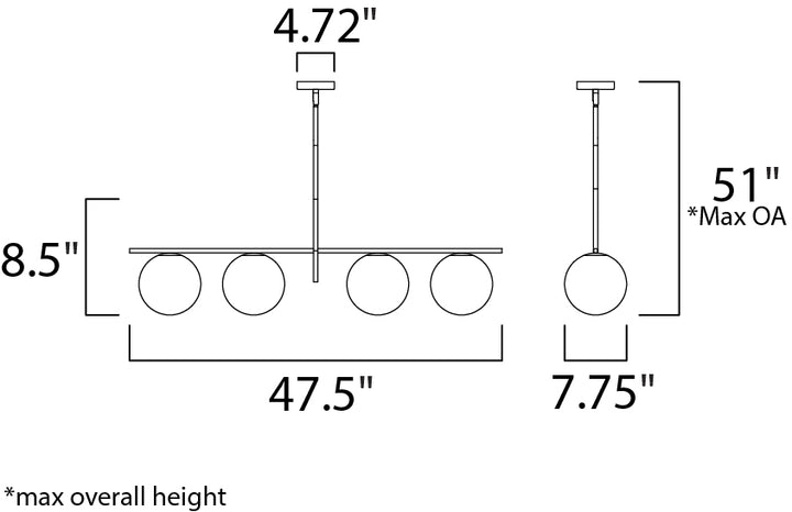 Vesper Pendant dimensions diagram