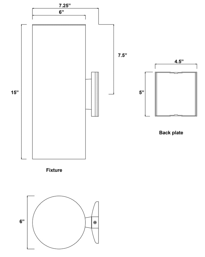 Outpost 6"W x Outdoor Wall Sconce dimensions diagram