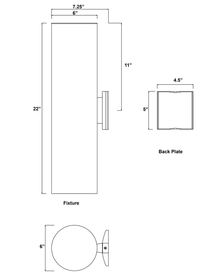 Outpost 6"W x Outdoor Wall Sconce dimensions diagram