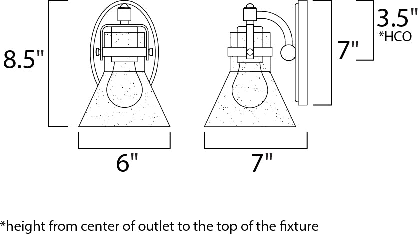 Seafarer 1-Light Wall Sconce With Bulb dimensions diagram