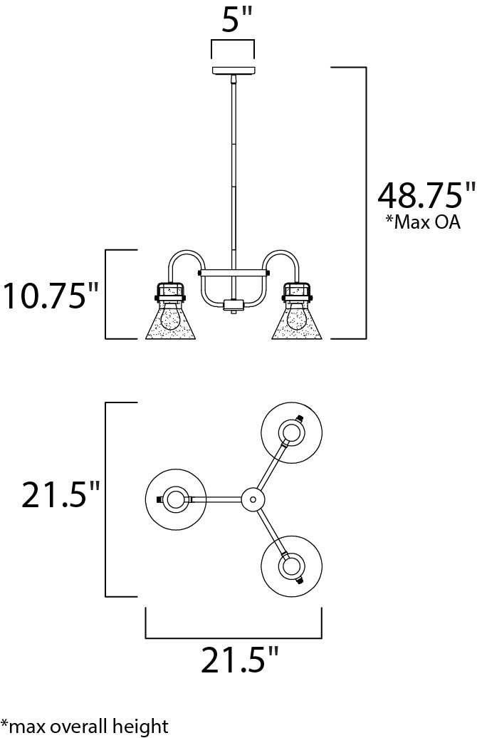 Seafarer Chandelier dimensions diagram