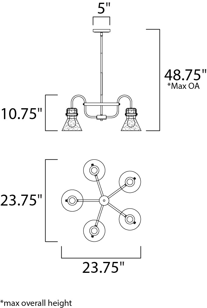 Seafarer Chandelier dimensions diagram