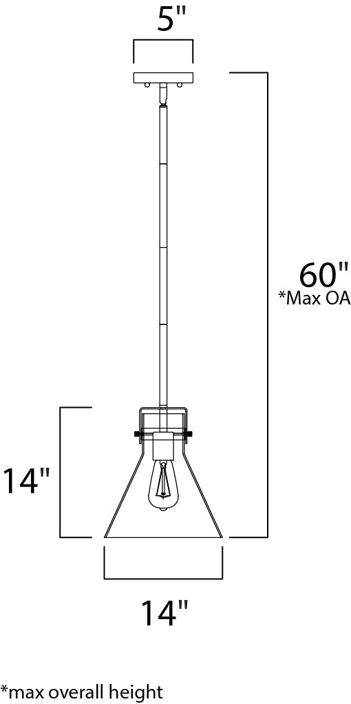 Seafarer 1-Light Pendant with Bulb dimensions diagram
