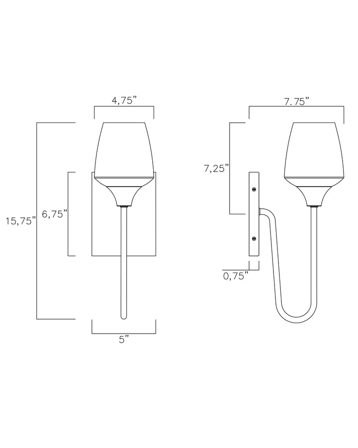 Goblet Wall Sconce dimensions diagram