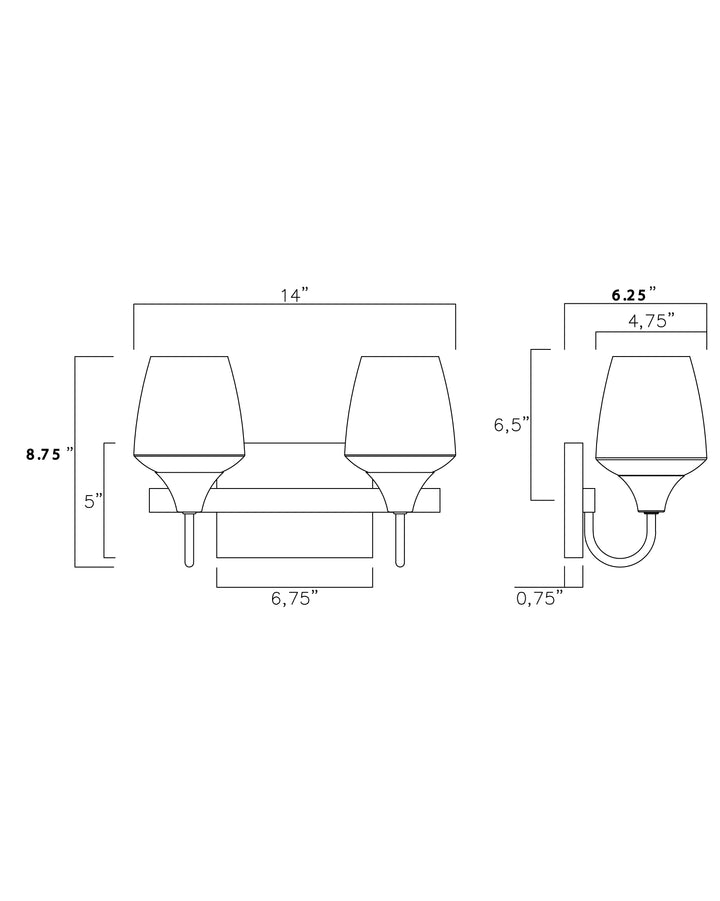 Goblet Wall Sconce dimensions diagram