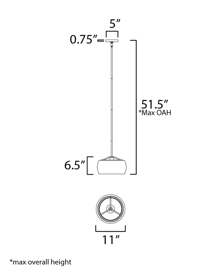 Glazed Single Pendant dimensions diagram