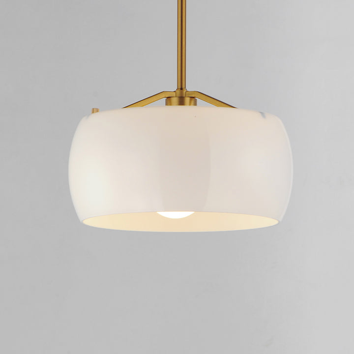 Glazed Single Pendant White / Natural Aged Brass alternate view