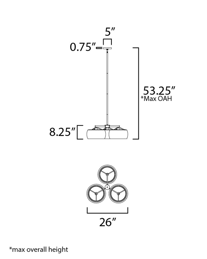 Glazed Chandelier dimensions diagram