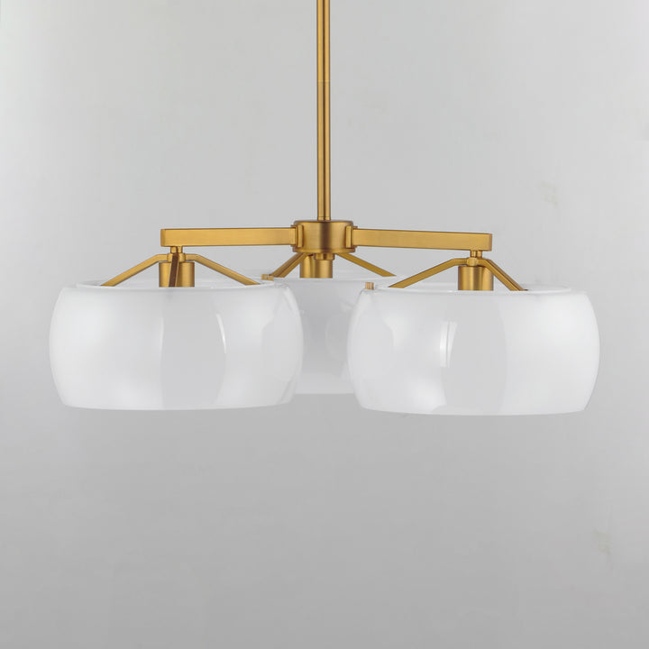 Glazed Chandelier White / Natural Aged Brass alternate view