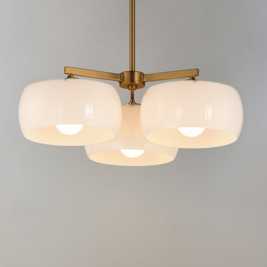 Glazed Chandelier White / Natural Aged Brass alternate view