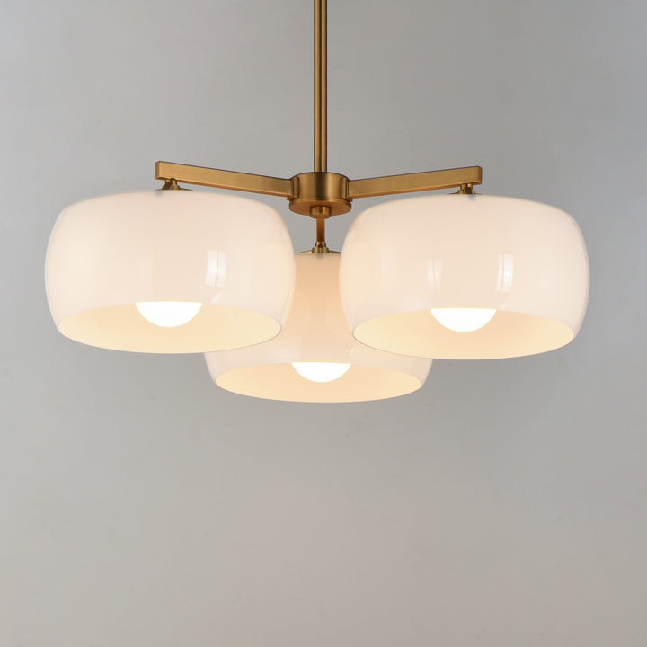 Glazed Chandelier White / Natural Aged Brass alternate view