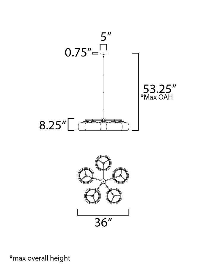 Glazed Chandelier dimensions diagram