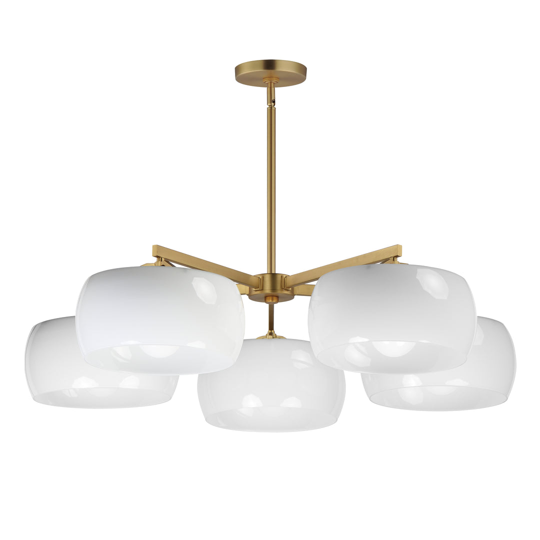 Glazed Chandelier White / Natural Aged Brass