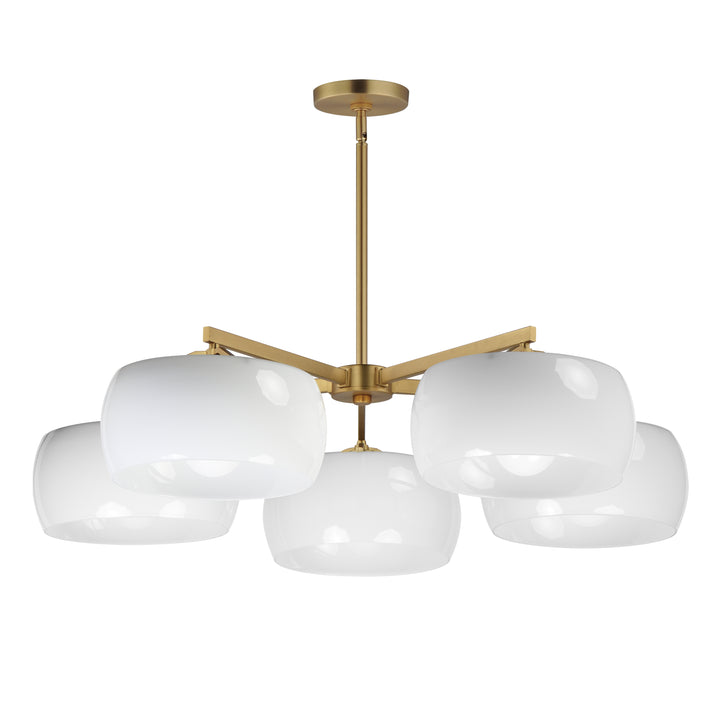 Glazed Chandelier White / Natural Aged Brass