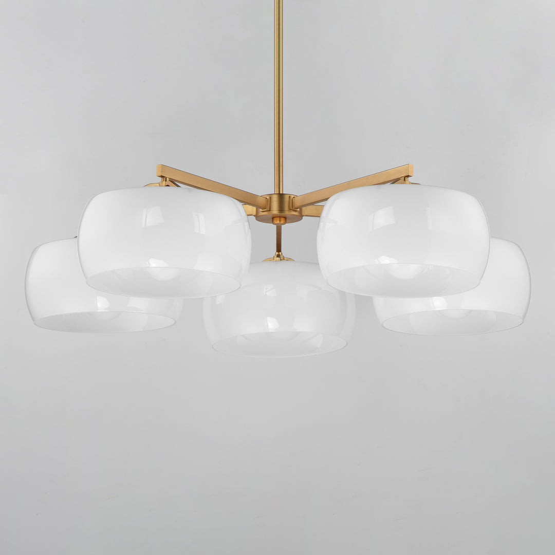 Glazed Chandelier White / Natural Aged Brass alternate view