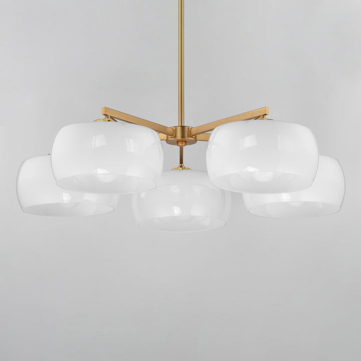 Glazed Chandelier White / Natural Aged Brass alternate view