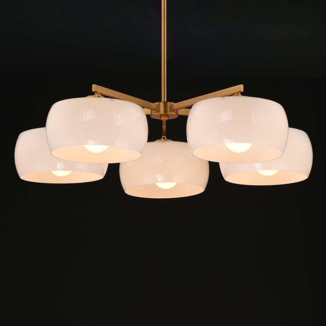 Glazed Chandelier White / Natural Aged Brass alternate view