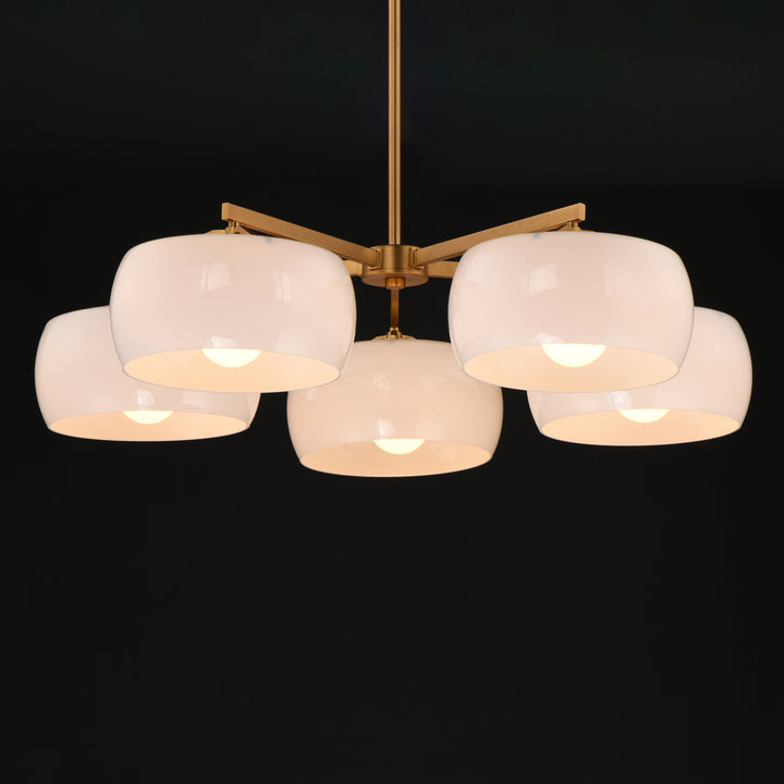 Glazed Chandelier White / Natural Aged Brass alternate view