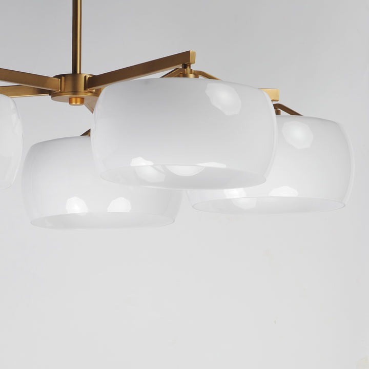 Glazed Chandelier White / Natural Aged Brass alternate view