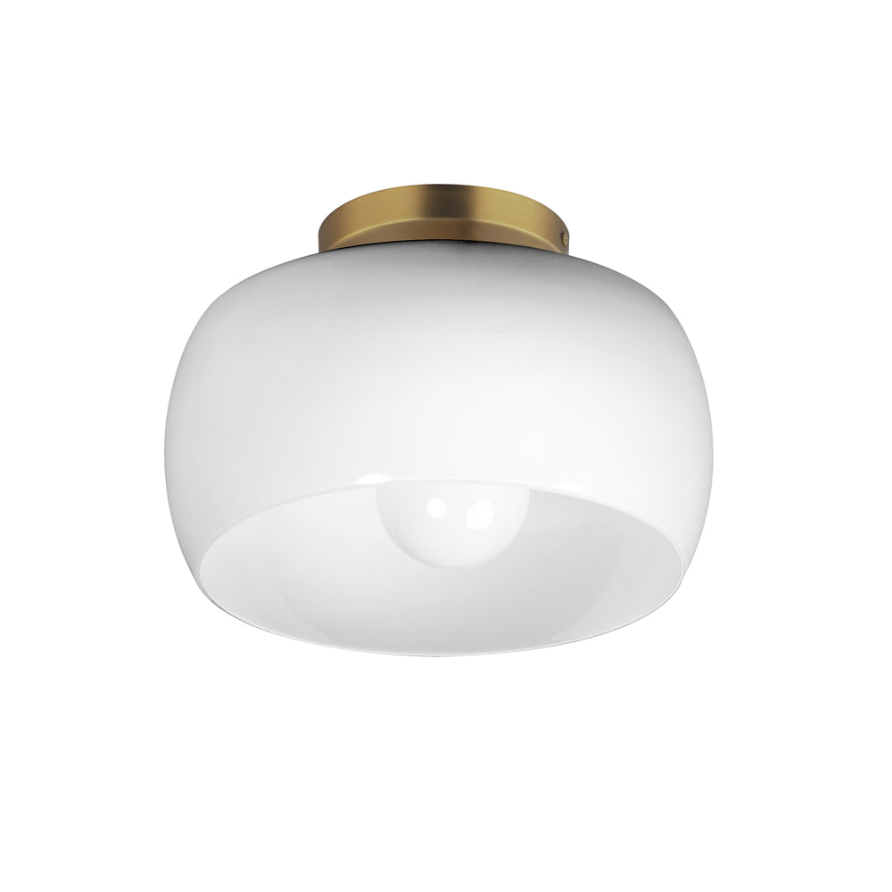 Glazed Flush Mount White / Natural Aged Brass
