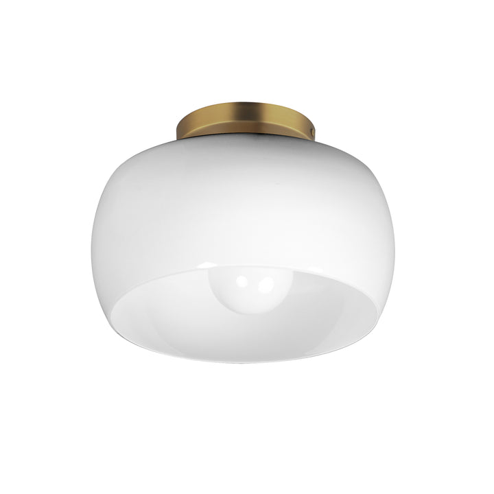Glazed Flush Mount White / Natural Aged Brass